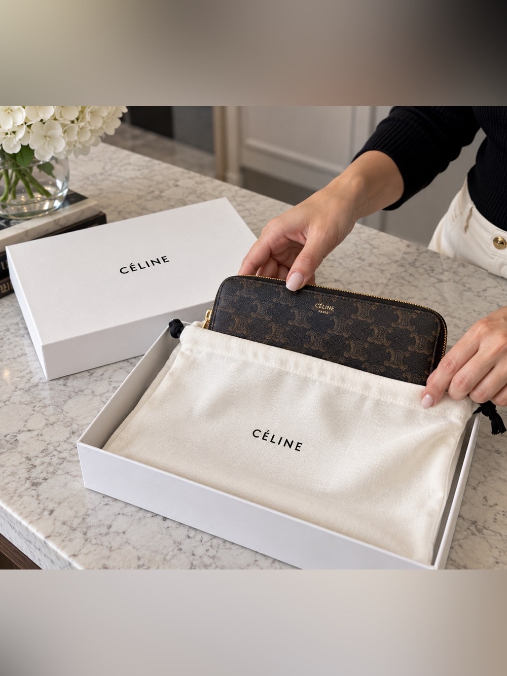 Celine White Branded Dustbag and Gift Box Set